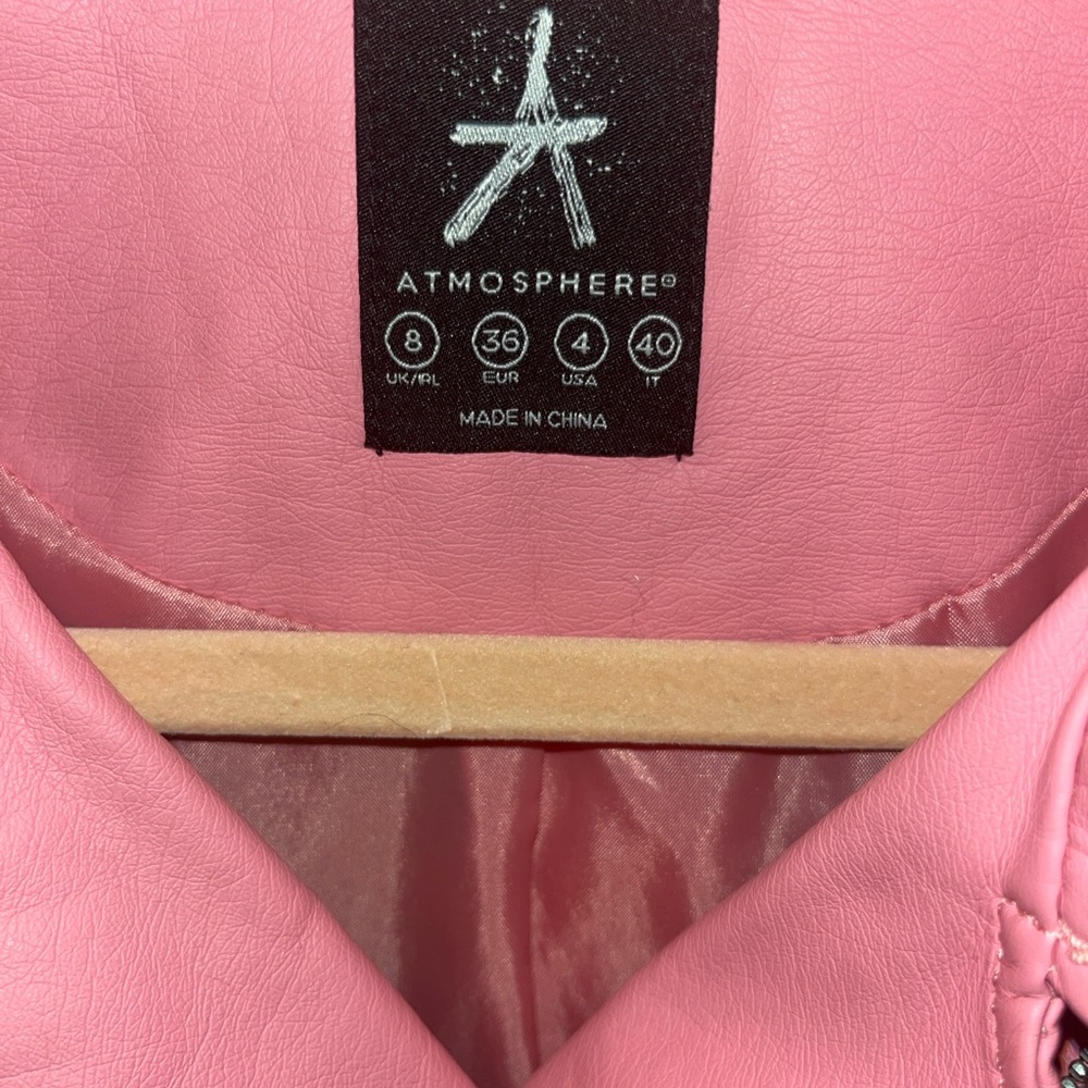 Pink leather like moto jacket - Picture 3 of 4